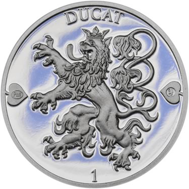 Náhled Averzní strany - 2021 - Proof - Česká heraldika. Lev. - 1 dukát Ag