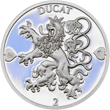 Náhled Averzní strany - 2021 - Proof - Česká heraldika. Lev. - 2 dukát Ag