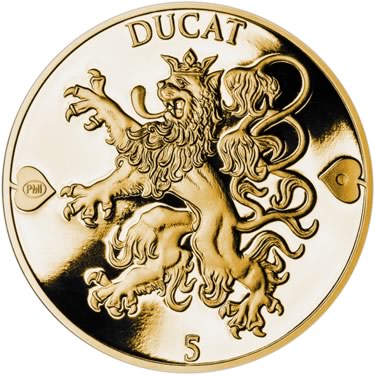 Náhled Reverzní strany - 2022 - Proof  - Česká heraldika. Lev. - 5 dukát Au