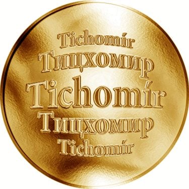Náhled Averzní strany - Slovenská jména - Tichomír - velká zlatá medaile 1 Oz